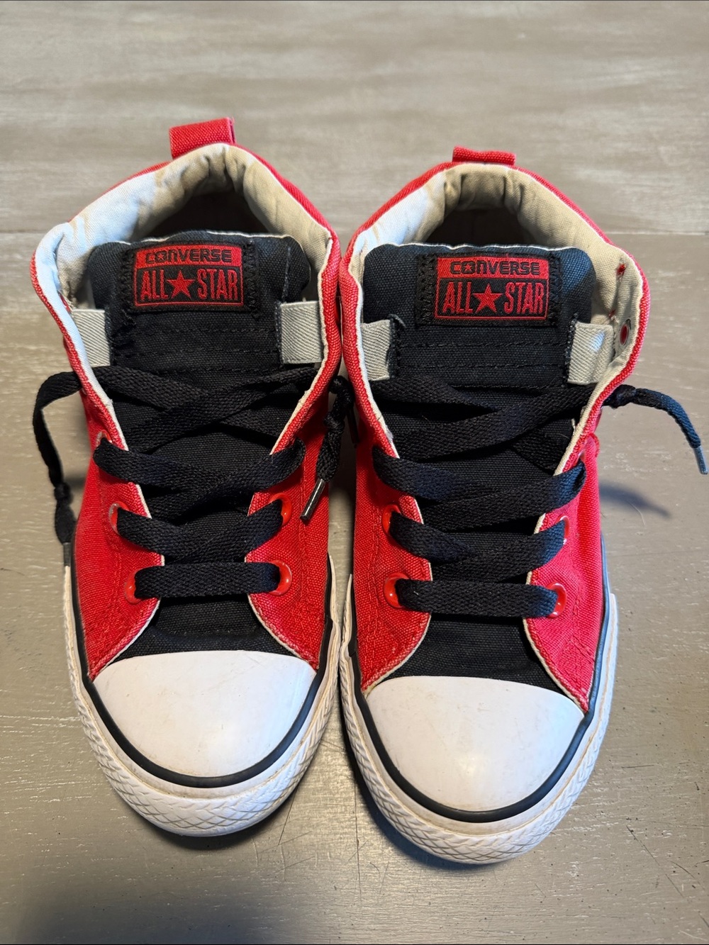 Converse Kids Red and Black High Top Sneakers
